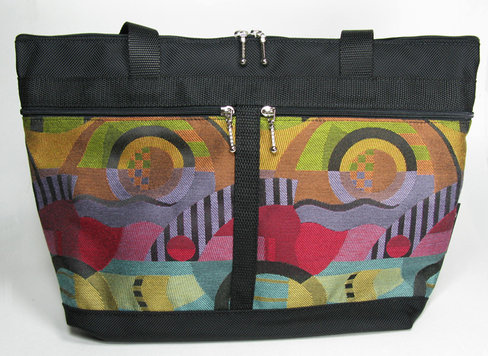 Large French Satchel Tote - Kandinsky Brights